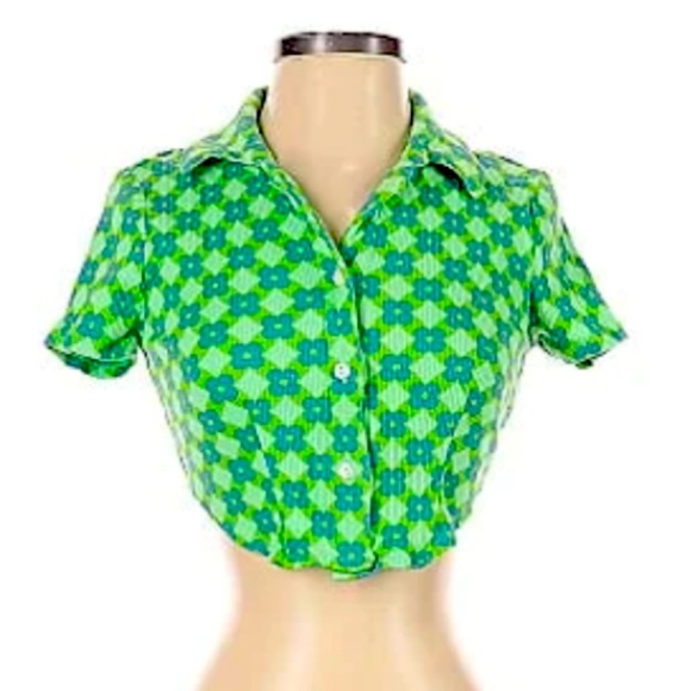 Wild Fable (Target) Green Button Up Retro Crop Top
